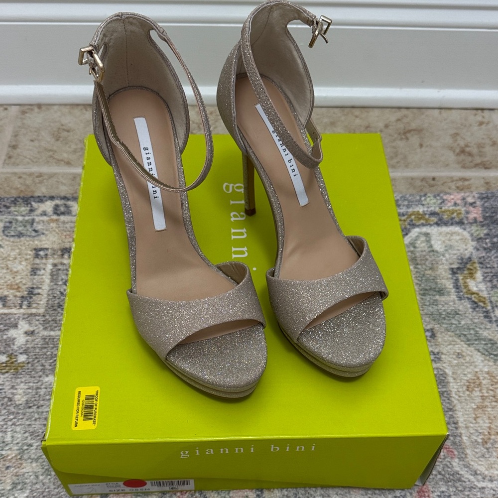 Gianni Bini Sparkling Beige Heels